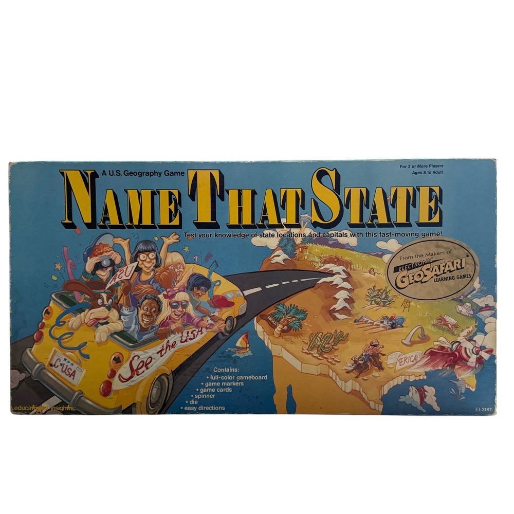 Educational Insights Name That State Board Board Game Kids Vintage 1988
